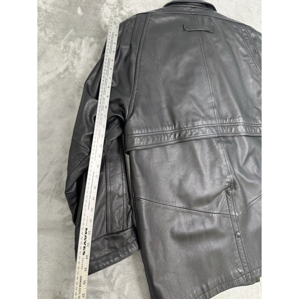 Vintage Wilsons Black Leather Jacket Mens Large L Field Overcoat 90s Y2K Read - Picture 8 of 11